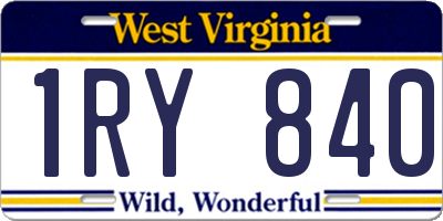 WV license plate 1RY840