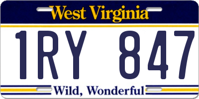 WV license plate 1RY847