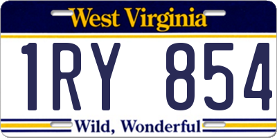 WV license plate 1RY854