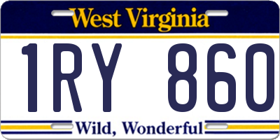 WV license plate 1RY860