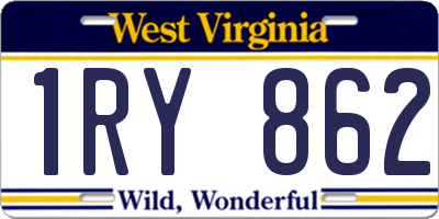 WV license plate 1RY862