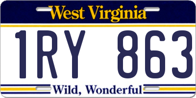 WV license plate 1RY863