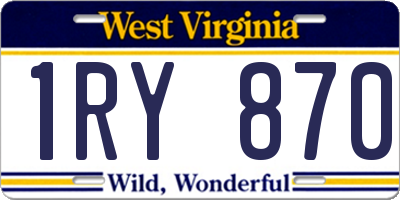 WV license plate 1RY870