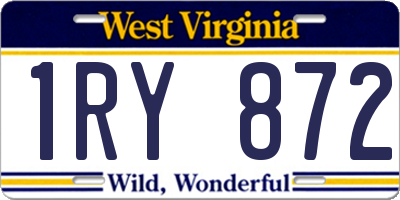 WV license plate 1RY872