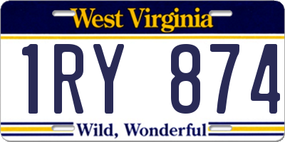 WV license plate 1RY874