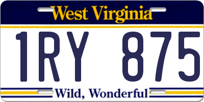 WV license plate 1RY875