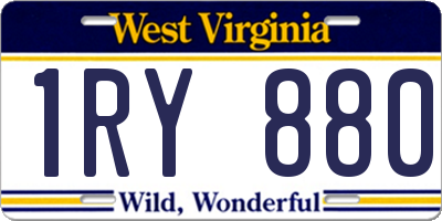WV license plate 1RY880