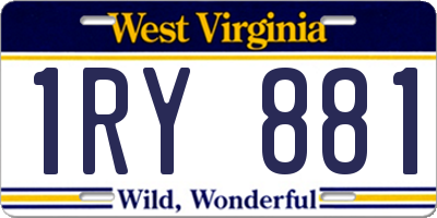 WV license plate 1RY881