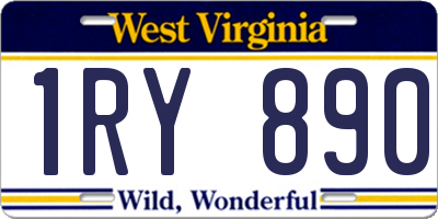 WV license plate 1RY890