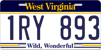 WV license plate 1RY893