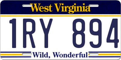 WV license plate 1RY894