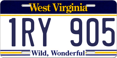 WV license plate 1RY905