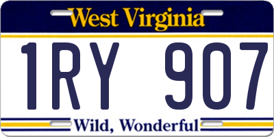 WV license plate 1RY907