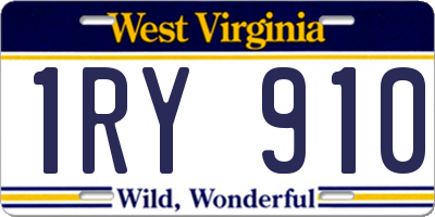 WV license plate 1RY910