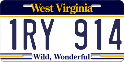 WV license plate 1RY914