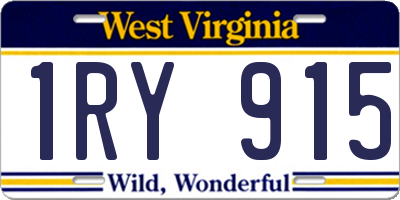 WV license plate 1RY915