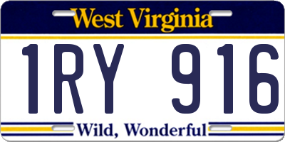WV license plate 1RY916