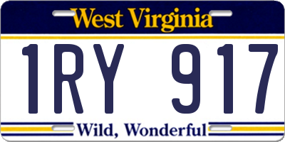 WV license plate 1RY917