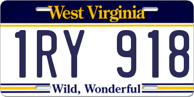 WV license plate 1RY918