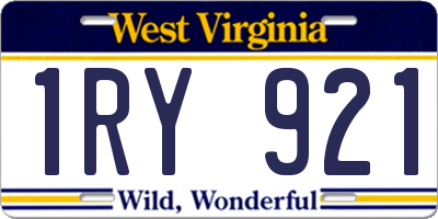WV license plate 1RY921