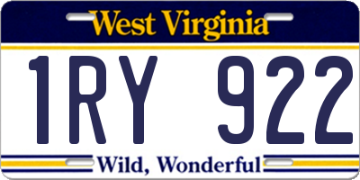 WV license plate 1RY922