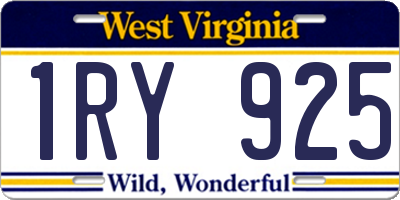 WV license plate 1RY925
