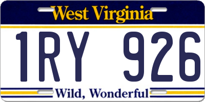 WV license plate 1RY926