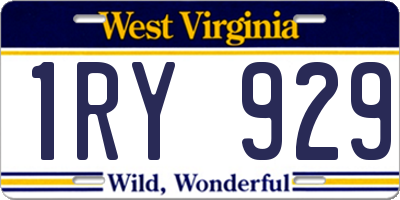 WV license plate 1RY929