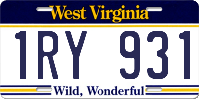 WV license plate 1RY931