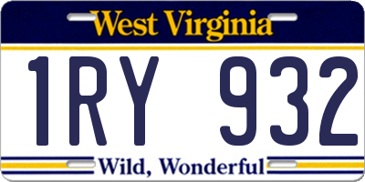WV license plate 1RY932