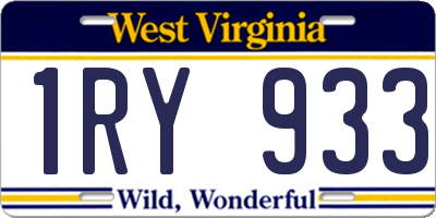 WV license plate 1RY933