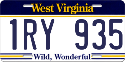 WV license plate 1RY935