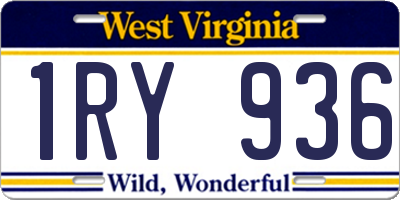 WV license plate 1RY936