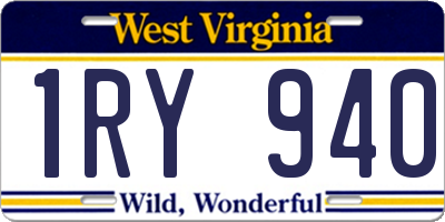 WV license plate 1RY940