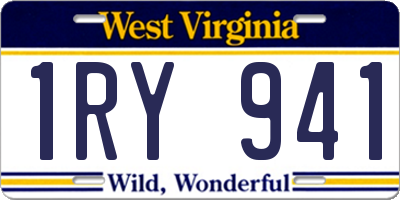 WV license plate 1RY941