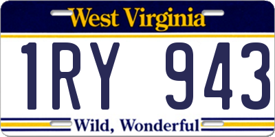 WV license plate 1RY943
