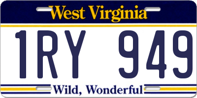 WV license plate 1RY949