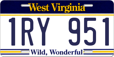 WV license plate 1RY951