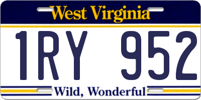 WV license plate 1RY952