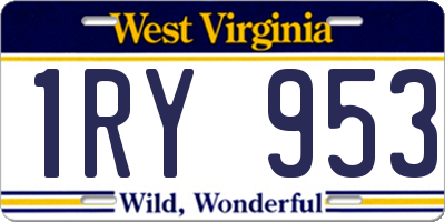 WV license plate 1RY953