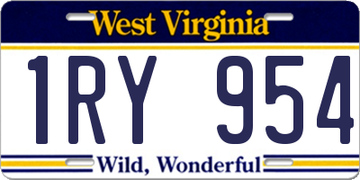 WV license plate 1RY954