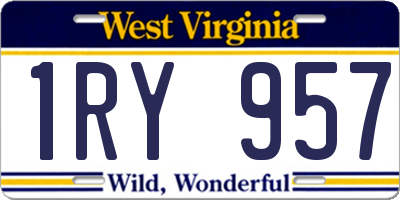 WV license plate 1RY957