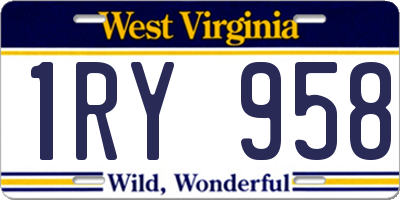 WV license plate 1RY958