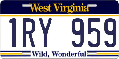 WV license plate 1RY959