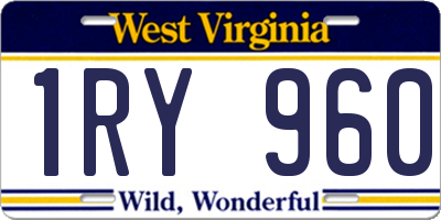 WV license plate 1RY960