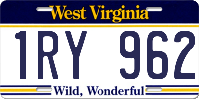WV license plate 1RY962