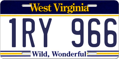 WV license plate 1RY966