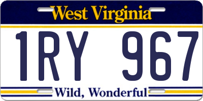 WV license plate 1RY967