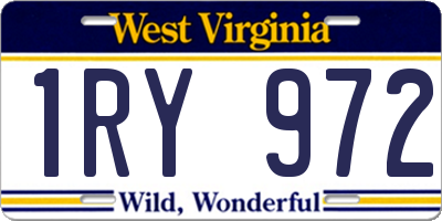 WV license plate 1RY972