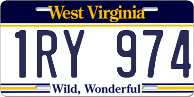 WV license plate 1RY974